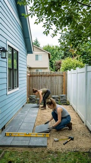 Paver patio installation – complete backyard upgrade #diy #outdoor #construction