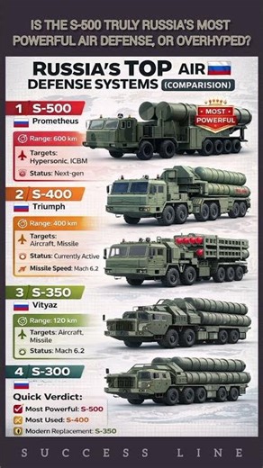 Russia's Top Air Defense Systems: A Comparison of Powerhouses (S-500, S-400, S-350, S-300)