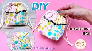 Sewing Ideas! How to Make Drawstring Bag | Sewing Tutorial | วิธีทำกระเป๋าผ้าหูรูดแบบง่าย ๆ #diy #howto #diydrawstringbag #handmade #PKHandmade #sewing #sewingideas #sewingprojects #sew #sewingtutorial #วิธีเย็บผ้าง่ายๆ | P&K Handmade