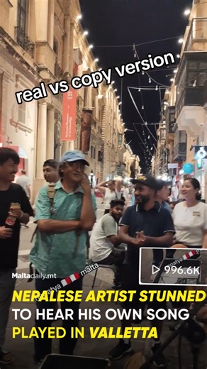 Amrit Gurung, the lead vocalist of Nepal’s famous rock band Nepathya, was taken by surprise in Malta’s capital when he heard one of his own songs being performed by a local busker. 🟡 Read: https://maltadaily.mt/nepalese-artist-stunned-to-hear-his-own-song-played-in-valletta/ #MaltaDaily | Malta Daily