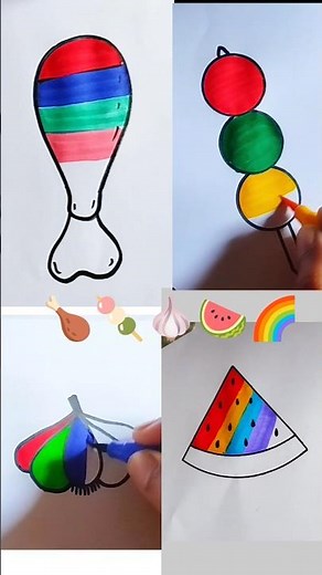 🍗🍡🧄🍉🌈Emoji Mixing Satisfying Art#trending#art#short#youtubeshorts#coloring#viral#draw#satisfying#diy