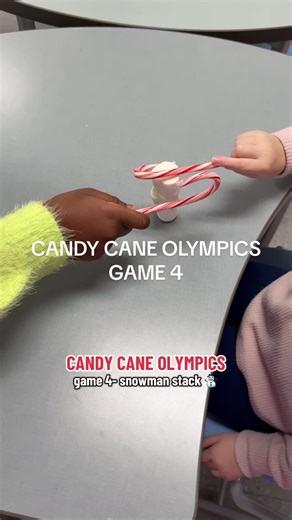CANDY CANE GAMES! Game 4- SNOWMAN STACK! ❄️⛄️ stay tuned for more!! #teacher #teachersoftiktok #game #holiday #brainbreak