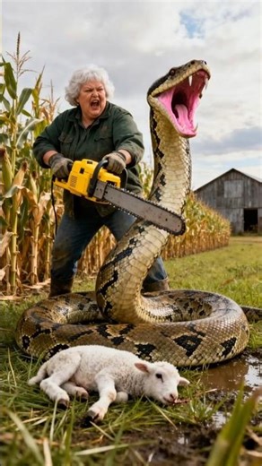 Will the brave grandma defeat the giant python to save her lamb? 😱🐍🐑💪Memna bachega? 🐑🐍