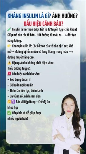 Kháng Insulin Là Gì? Ảnh Hưởng? Dấu Hiệu Cảnh Báo! |BsDiệpDung #shorts