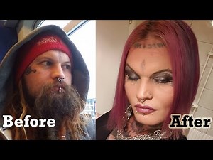 Unbelievable Transformation , Masculine Punk man turns into a Beautiful Punk woman