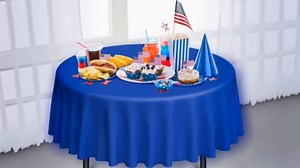 3 Pack 4th of July Plastic Tablecloth, Red White and Blue Patriotic Disposable Tablecloth, Round Table Cover for Independence Day Memorial Day Veterans Day 250 Anniversary USA Decorations, 84 Inch