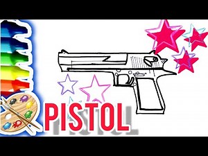 How to draw a pistol very easy the first time, Drawing for kids | For beginners