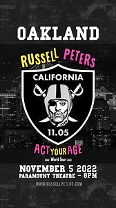 9.1K views · 92 reactions | Oakland! You’re up next! November 5th at Paramount Theatre Tickets at www.russellpeters.com | The REAL Russell Peters | Facebook