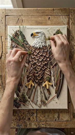 DIY Mountain Eagle Nature Mosaic | Satisfying Stop-Motion Botanical Wall Art | Handmade Nature Craft