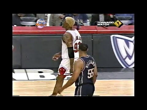 Jayson Williams Pushes Dennis Rodman After Dunk on Him! (Technical Foul) 1998 Playoffs