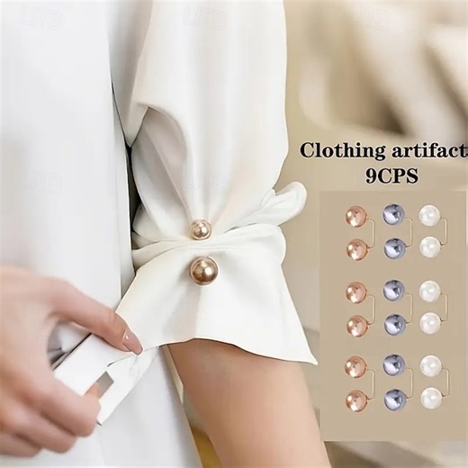 9pcs Anti-Exposure Brooch Pins in 3 Colors, Waist Cincher Clips, Clothing Fasteners, Versatile Decorative Safety Pins for Dresses, Tops, and Fashion Accessories 2025
