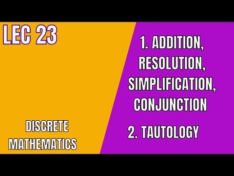 Addition, Simplification, Resolution, and Addition|Lec 23 |