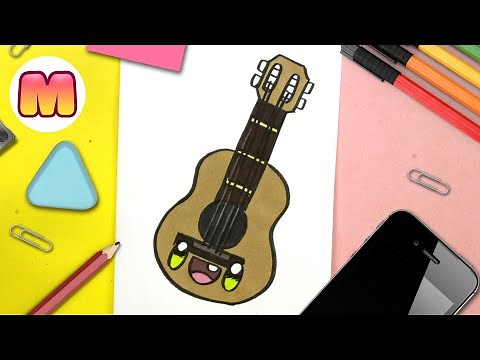 HOW TO DRAW A KAWAII GUITAR 🧡 How to draw musical instruments 🧡 Easy kawaii drawings