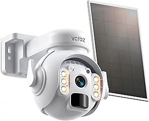 Security Camera Wireless Outdoor, 360° View 2K Color Night Vision, Pan Tilt Solar Powered, 2-Way Talk, 2.4GHz WiFi Camera for Home Surveillance, PIR Sensor