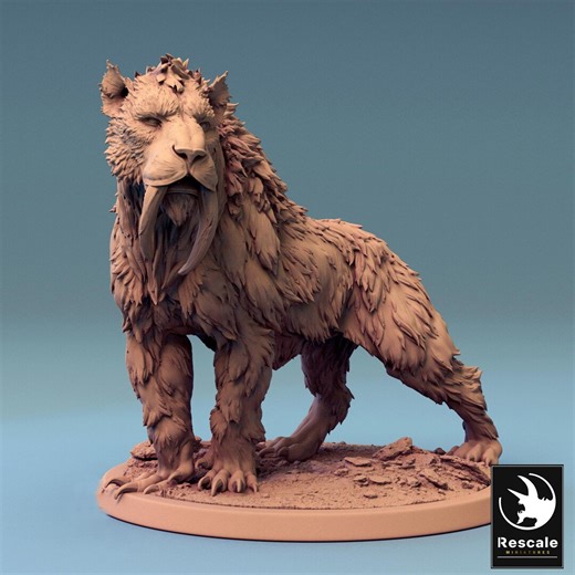 Sabertooth Tiger Unpainted Miniatures | D&D| 5 Sizes /scale | Pathfinder | Rescale Miniatures - Etsy