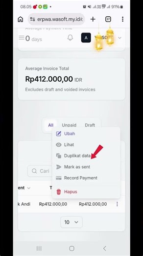 cara input payment invoice aplikasi web wasoft.my.id
