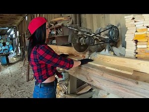 Pretty Girl Meets Woodworking 🌲 Crafting Masterpieces with Wood Processing
