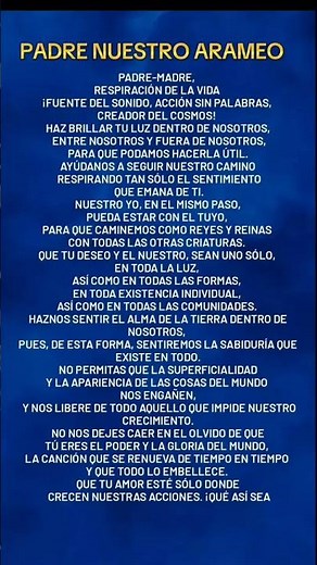PADRE NUESTRO EN ARAMEO traducido español