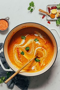 Creamy Curried Cauliflower Lentil Soup (1 Pot!)