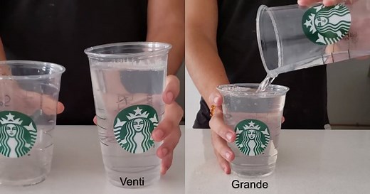 Someone Took A Video Showing A Starbucks Venti And A Grande Containing The Same Amount