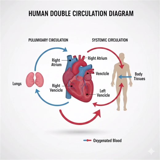 Double Circulation In Humans//Double Circulation In Heart//