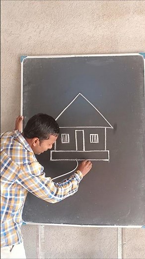 House drawing with Rectangle #art #viralvideo #drawing #tutorial #kids #trending #youtubeshorts