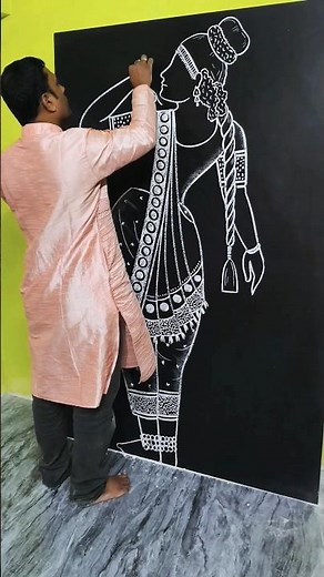 How to Draw Classical Dance Pose ✍️ | White Chalk Art #shorts #art #dance #shortvideo #drawing