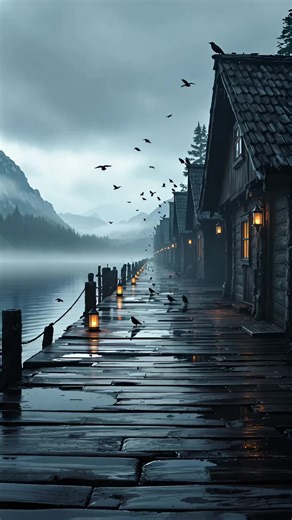 Through mist and lantern glow, a Viking shield maiden walks the dock, boots on wet timber, ravens watching. Strength, silence, destiny moving forward into legend. #Viking #ShieldMaiden #Norse