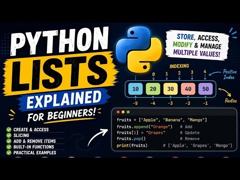 Python Lists Explained for Beginners | Indexing, Slicing, Methods & Examples 🐍