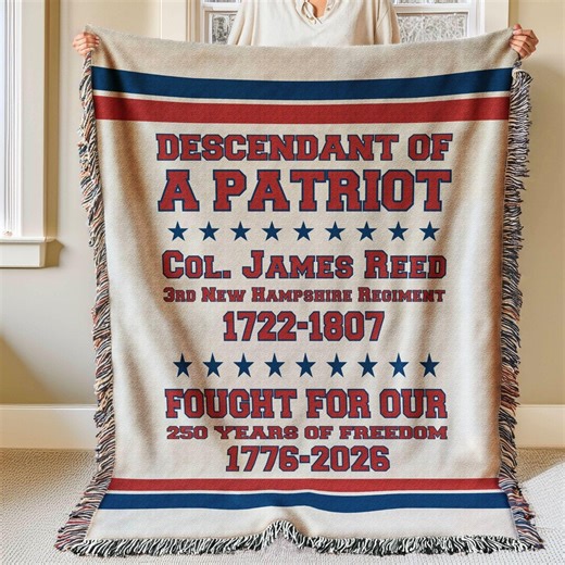 Custom Descendant of a Patriot Woven Blanket Daughters of the American Revolution Gift Sons of the American Revolution Gift DAR/SAR Heritage - Etsy