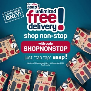 Use code: SHOPNONSTOP for unlimited FREE deliveries this September! Get your orders delivered fresh, fast and FREE! Easy. *Valid until 30 September 2024. Ts&Cs apply. | Pick n Pay asap!