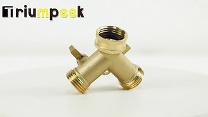 Triumpeek Brass Garden Hose Splitter, 3/4 Inch 2-Way Y Brass Hose Connector with O-ring Washers & Tape