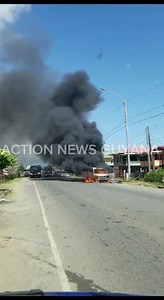 Vehicle 'caught fire' while travelling along Lancaster Village road -- driver and his family were heading to Suriname GPF | A dark blue Noah motor vehicle (# PC 7428) owned and driven by Dinesh Chotkoe, a 45-year-old Hymac Driver of Letterhoutstraat 461 Nickerie Suriname, was damaged by fire earlier today (Wednesday, September 20, 2023) at about 08:30 hrs at Lancaster Village in Corentyne Berbice. Information received from persons in the area indicates that while the vehicle was in the vicinity 