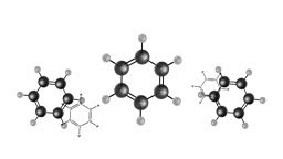 Chemical background, animation with molecule of benzene