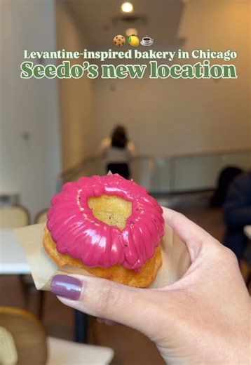 @seedos_bakery new location just opened in the Loop and offers the same delicious pastries & sandwiches as their location in the Sterling food hall. Here’s what we tried: iced caramel tahani latte ☕️, chocolate chip cookie, peanut butter cookie with raspberry jam, & lemon labne cake 🍋 #bakery #chicagobakery #seedosbakery #ArabTikTok