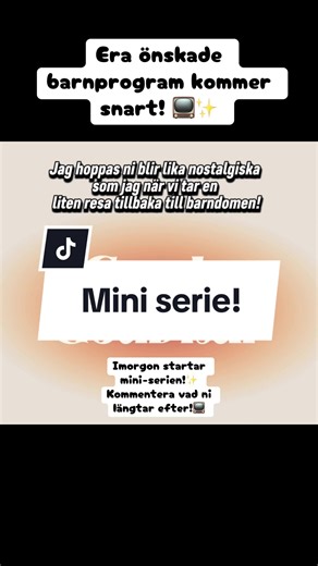 Mini‑serie med era önskade barnprogram börjar imorgon! 🌟 Kommentera vilket program ni vill se först och gilla för mer nostalgi från barndomen!📺✨ #fördig #nostalgi #tbt #barndom #tvprogram