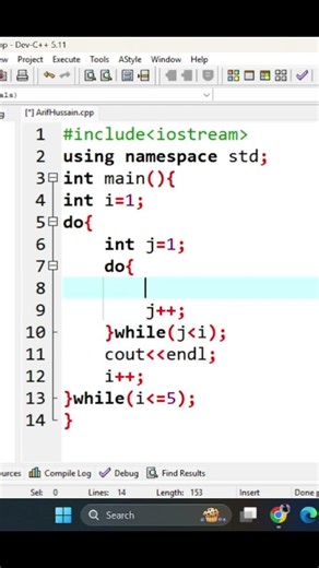 C++ Nested Do-While Loop Example || Learn Loops in C++ || Programming Shorts