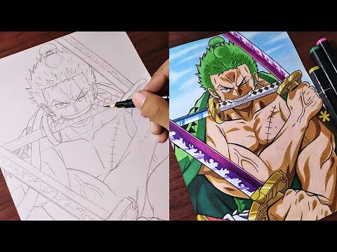 How to Draw "Roronoa Zoro" (Three Swords) | Step by Step (Tutorial) - [One Piece] Anime Drawing