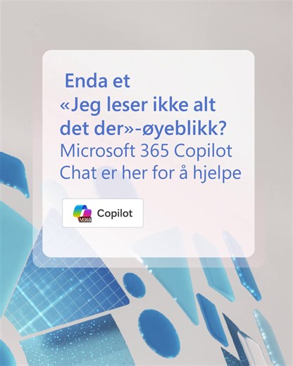 Har du tilgang til Microsoft 365? Prøv Microsoft 365 Copilot Chat gratis! Logg på med jobbkontoen for å oppsummere dokumentene dine på en sikker måte: http://msft.it/6187SkCOB | Microsoft