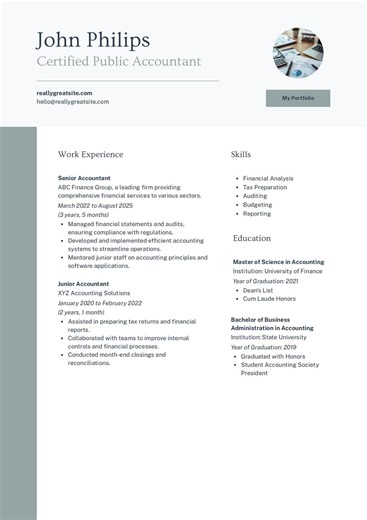 CV Template for a Certified Public Accountant - Etsy Canada