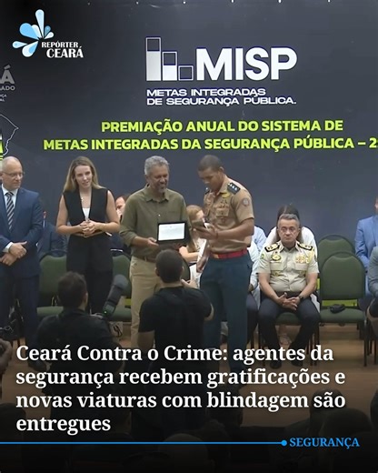 Repórter Ceará on Instagram: "Como parte do programa Ceará Contra o Crime, o Governo do Ceará vem reforçando as ações de melhoria das condições de trabalho e de reconhecimento dos agentes de segurança. Na manhã desta terça-feira, 3, o governador Elmano de Freitas esteve no Centro Integrado de Segurança Pública (Cisp) para a solenidade de entrega do Prêmio do Sistema de Metas Integradas da Segurança Pública (Misp) – ciclo 2025. Na ocasião, o chefe do Executivo Estadual, acompanhado da vice-govern