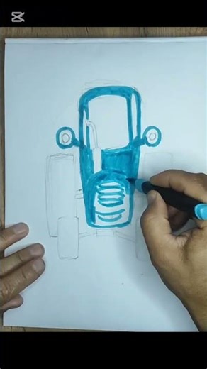 Drawing the Blue Tractor 🚜