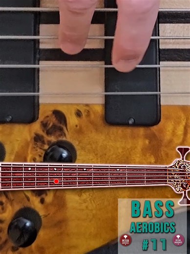 Bass Aerobics # 11. Tight 16ths with wide string jumps. Strict alternating only — once the lead finger changes, I lose the flow. #BassAerobics #BassPractice #StringCrossing #TightGroove #BassPlayer