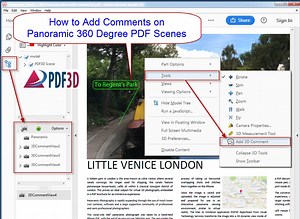 Adding 3D Comments on Panoramic 360 Image Views in PDF Documents