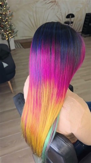 Bold Rainbow Fantasy Hair Glow-Up 🌈😍