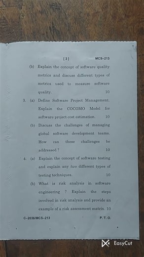 Ignou MCA 1st sem SOFTWARE ENGINEERING 2025 Term End December..