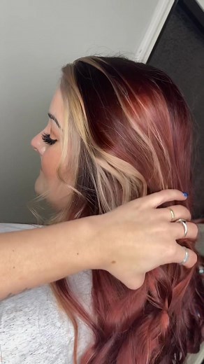Cherry Red Hair with Blonde Money Pieces
