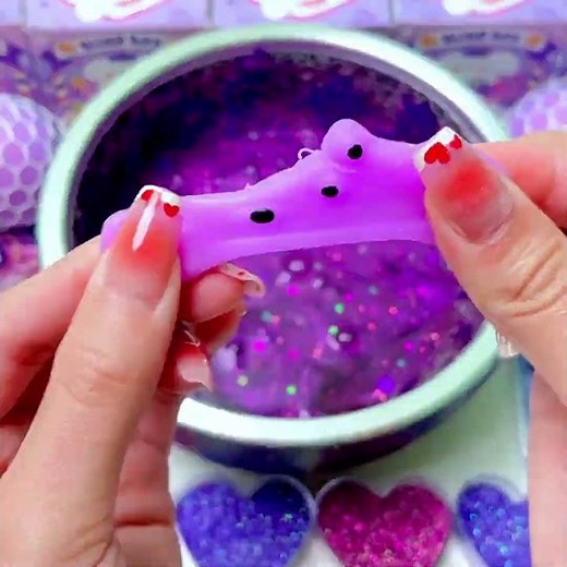 Making Violet Slime Mixing Glitter Purple Makeup Cosmetics ASMR Slime Relax