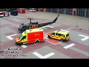 Take Off Rettungshubschrauber SAR 87 | Bell UH-1D | HUEY | Feuerwache Cottbus | Sound of SAR "HUEY"