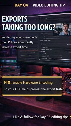 Premiere Pro Export Taking Too Long? Use This GPU Trick | Day 04